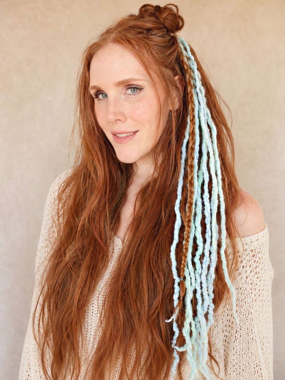 Blue Merino Wool Clip In Dreadlocks Extensions Handmade Miss Violet Lace